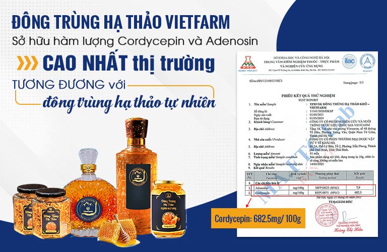 Đông trùng hạ thảo Vietfarm sở hữu hai chất quý hiếm ở ở mức CAO NHẤT so với thị trường