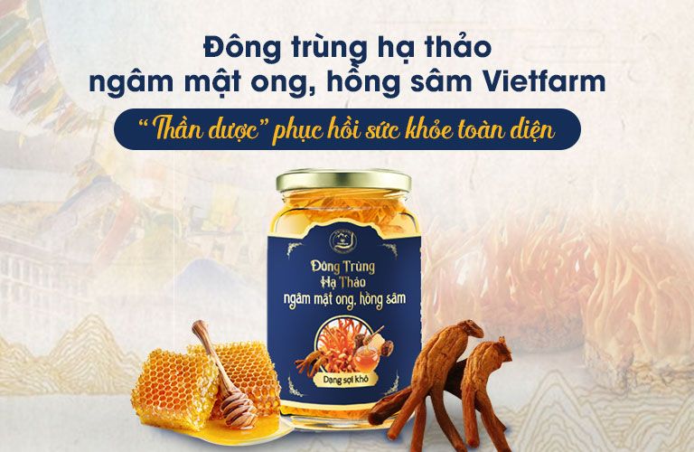 Đông trùng hạ thảo ngâm mật ong, hồng sâm Vietfarm