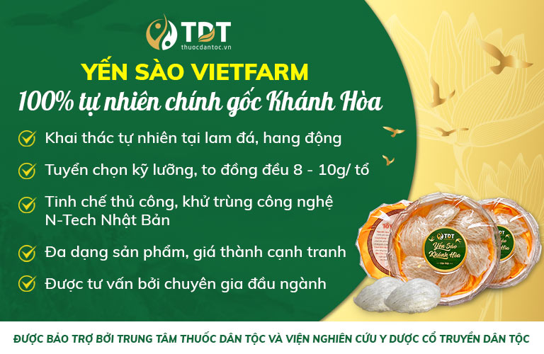 Yến sào Vietfarm thượng hạng được khai thác chính gốc không qua trung gian