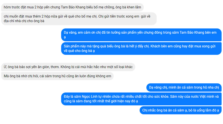 Feedback của khách hàng sau khi sử dụng yến chưng đông trùng sâm Tam Bảo Khang