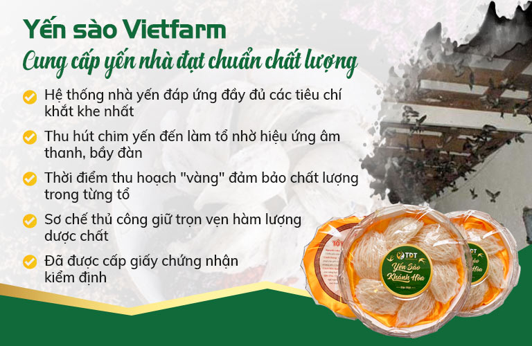 Yến sào Vietfarm cam kết về chất lượng vượt trội