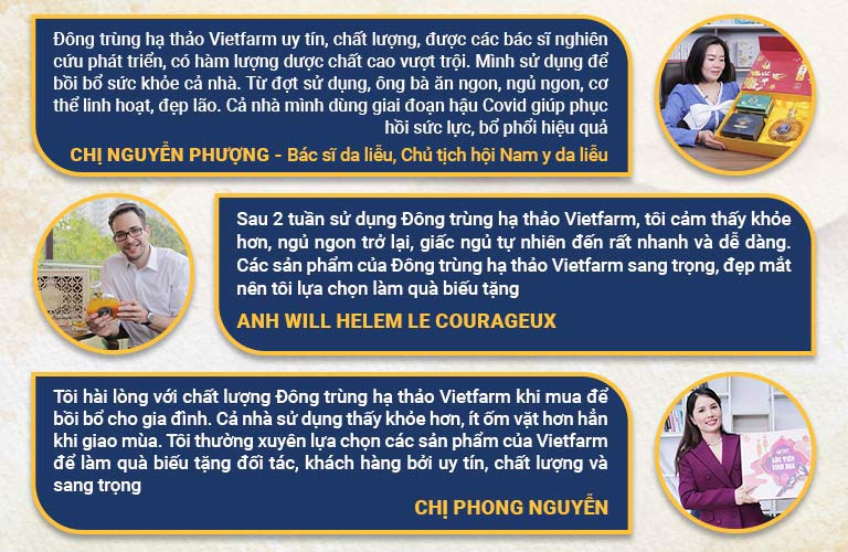 Phản hồi của người dùng sau khi sử dụng Đông trùng hạ thảo Vietfarm