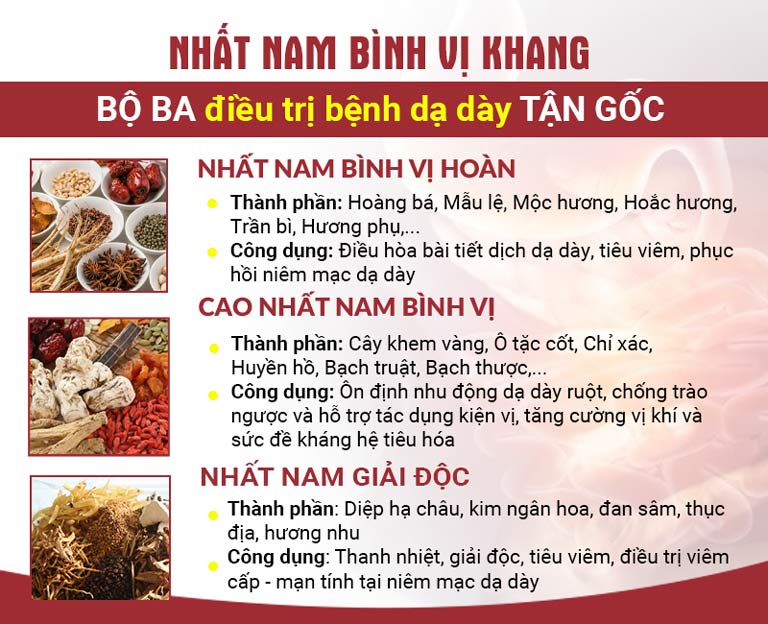 Ba bài thuốc nhỏ trong bài thuốc Nhất Nam Bình Vị Khang