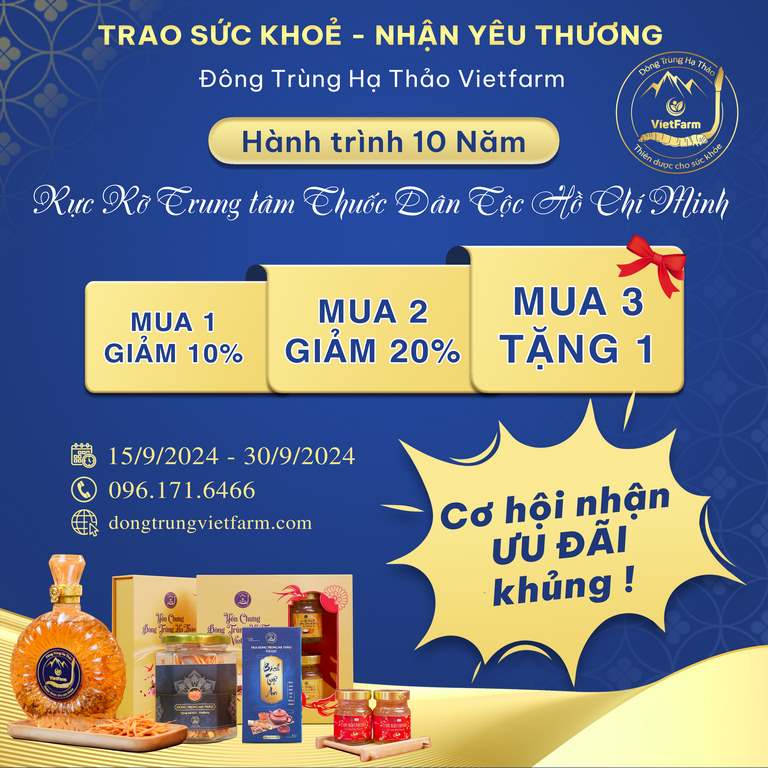 Đông trùng hạ thảo Vietfarm tung ưu đãi cực sốc đến quý khách hàng